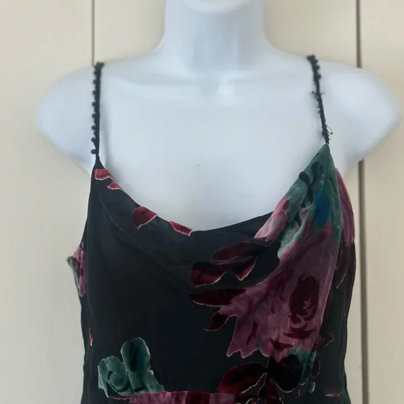 Nine West Silk blend Asymmetrical embellished spaghetti strap Floral Dress 6 - Picture 8 of 9